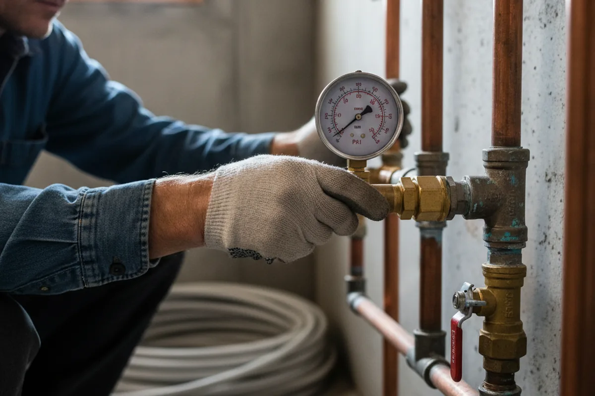 Pressure testing a repaired line during Water Line Repair in Keota